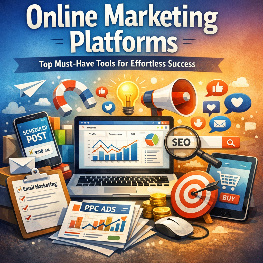 Illustration of Online Marketing Platforms: Top Must-Have Tools for Effortless Success