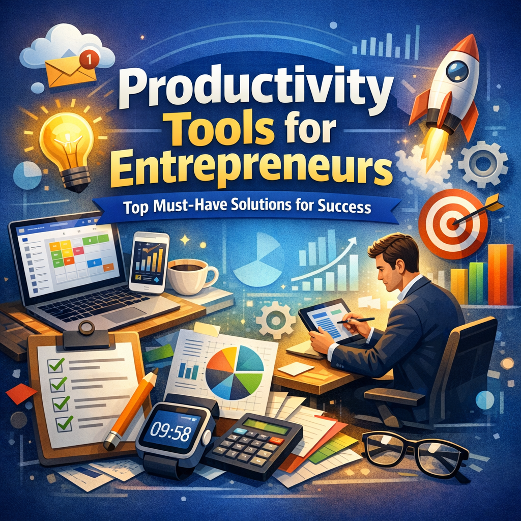 Illustration of Productivity Tools for Entrepreneurs: Top Must-Have Solutions for Success