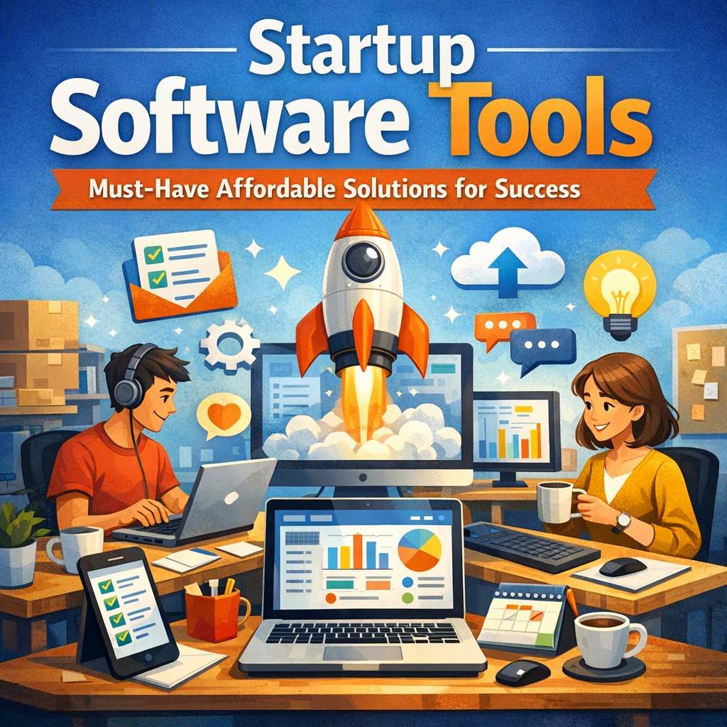 Illustration of Startup Software Tools: Must-Have, Affordable Solutions for Success